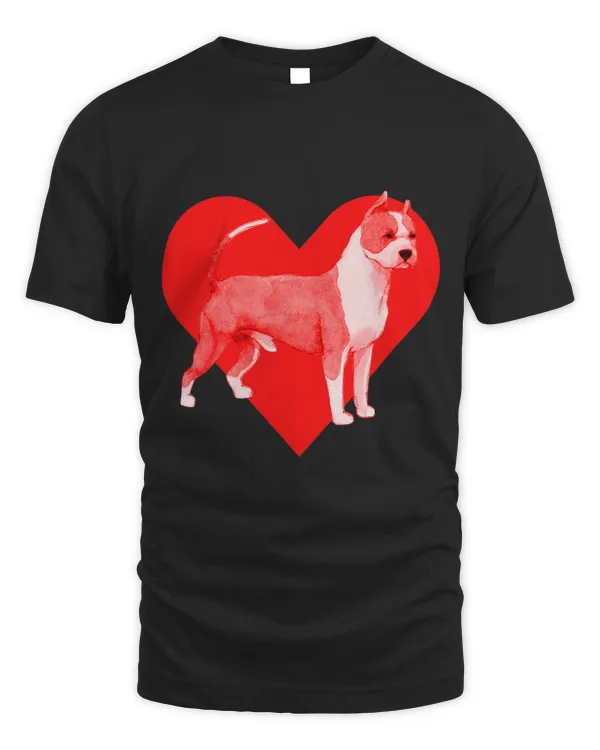Dog Red Heart American Staffordshire Terrier
