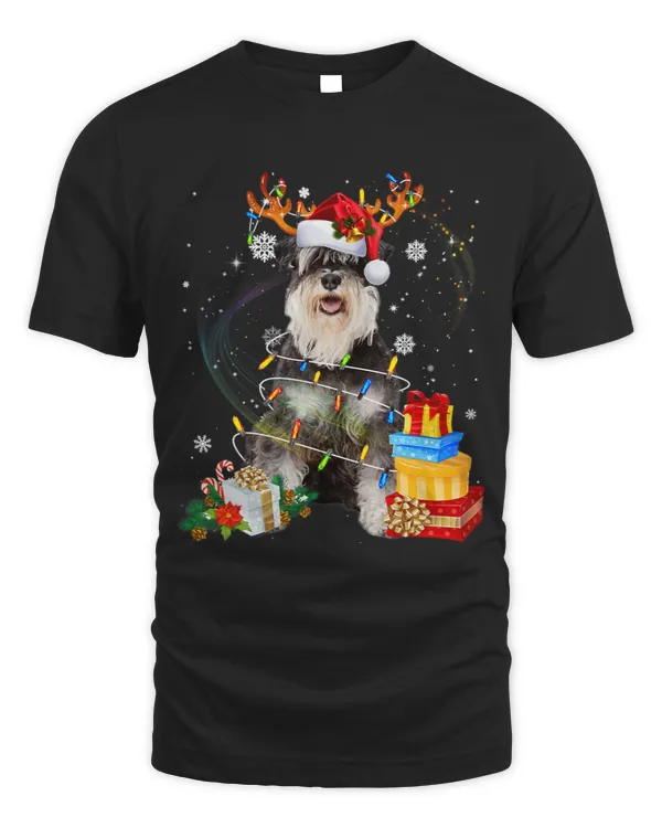 Miniature Schnauzer Christmas Tree Light Pajama Dog Xmas