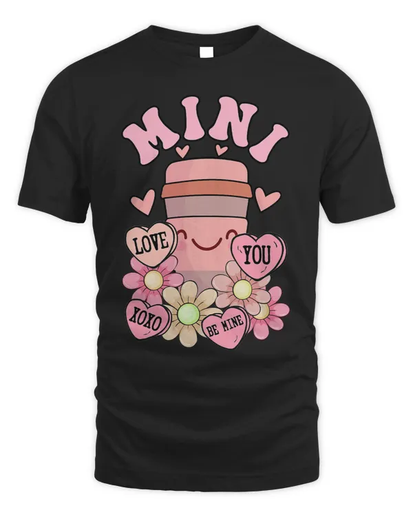 Retro Groovy Mini Cute Pink Heart Happy Valentines Day