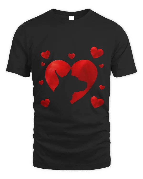 Silhouette Of Doberman Dog With Heart Happy Valentines Day