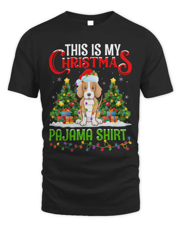 This Is My Christmas Pajama Shirt Lighting Foxhound Dog Xmas