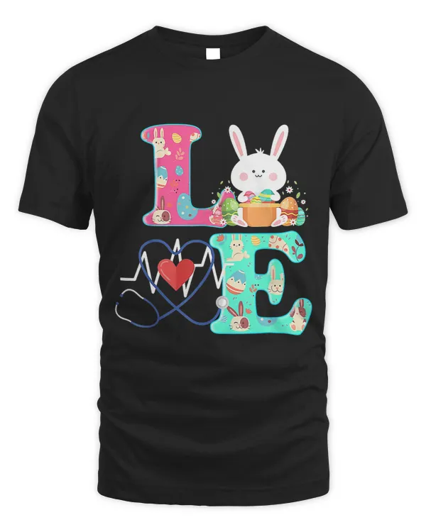 Stethoscope Scrub Nurse Life Easter Day Cute Bunny Love