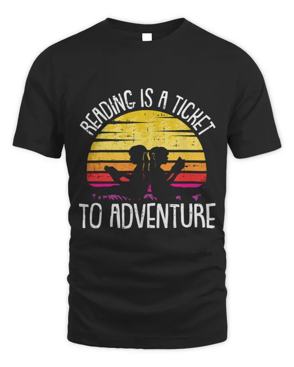 Reading Is A Ticket To Adventure Retro Bookworm Book Lover