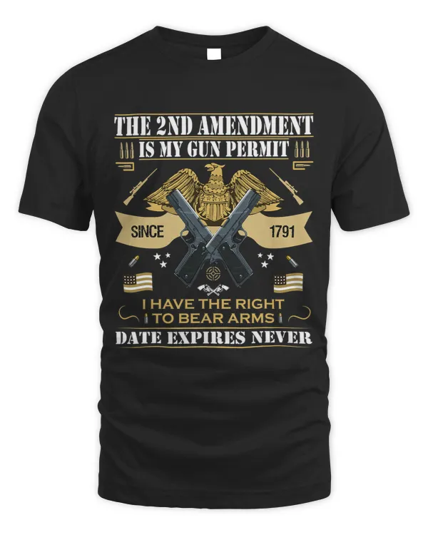 Pro Gun Second Amendment Is My Gun Permit USA American Flag