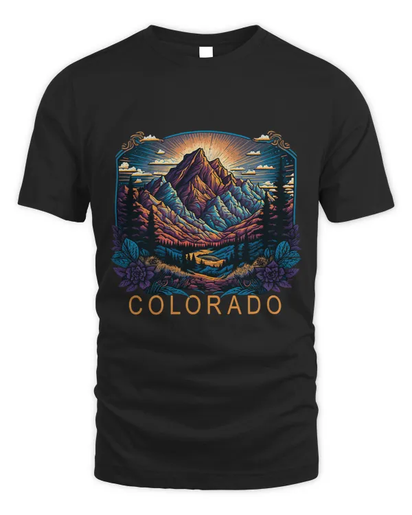Retro Style Colorado Vintage Rocky Mountains Sunset