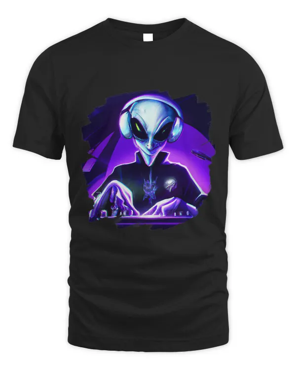 Alien Cyborg DJ Robot Record Techno Music Cool Aliens