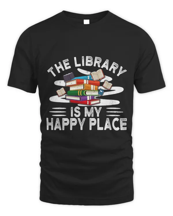 Retro The Library Is My Happy Place Book Lover Bookworm