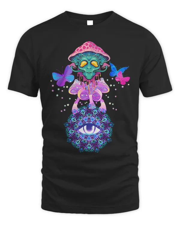 Alien Psychedelic Mushrooms and Butterflies
