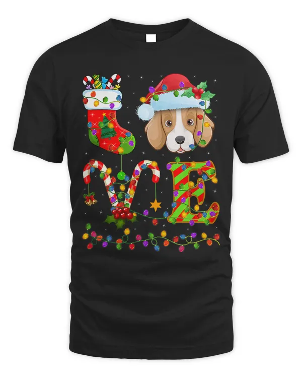 Foxhound Dog Xmas Lighting Santa Love Foxhound Christmas
