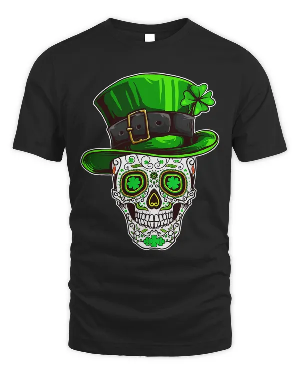 Sugar Skull Clover Skeleton Shamrock Irish Saint Patricks