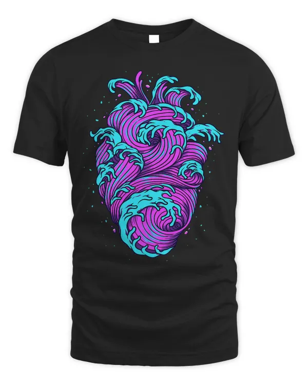 Retro Vaporwave Aesthetic Wave Anatomical Heart Cardiologist