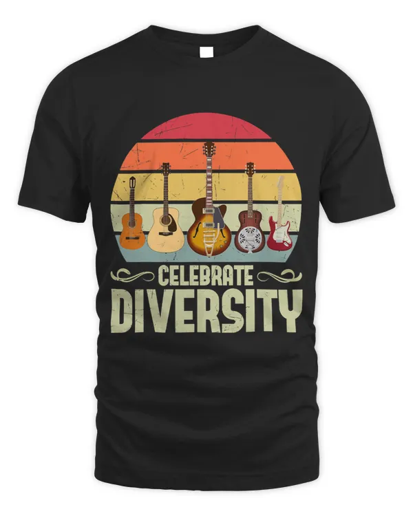 Retro Vintage Celebrate Diversity Guitars Players Guitarists