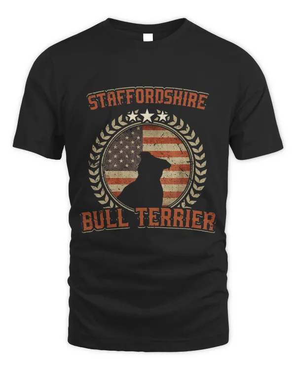 Staffordshire Bull Terrier American Flag USA Patriotic Dog
