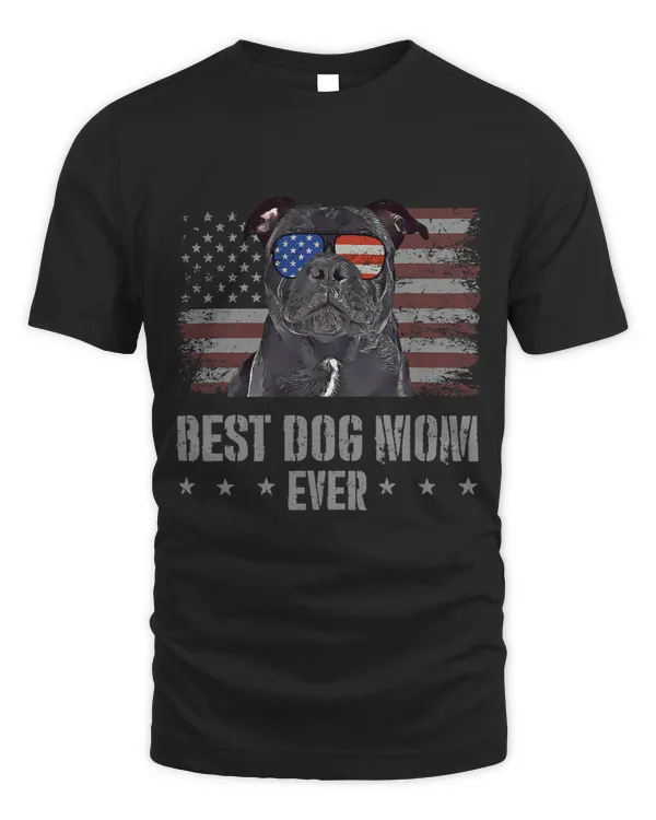 Staffordshire Bull Terrier Best Dog Mom Ever Retro USA Ameri