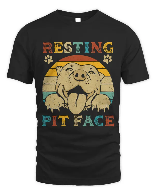 Retro Vintage Resting Pit Face Pitbull Dog 60s 70s Style Men