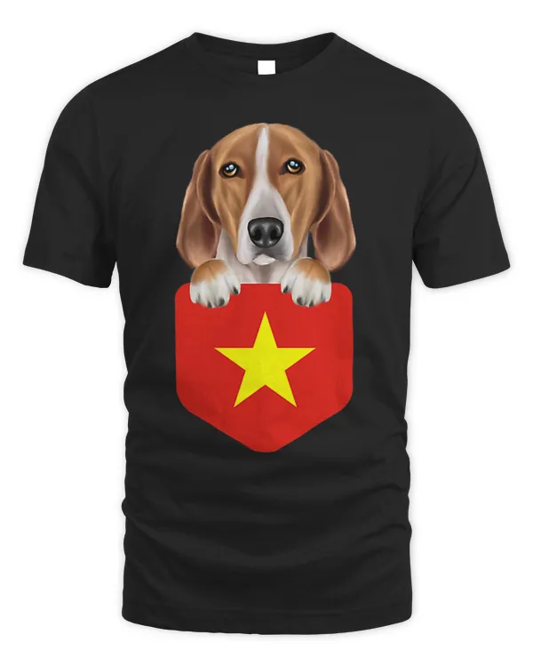 Vietnam Flag English Foxhound Dog In Pocket
