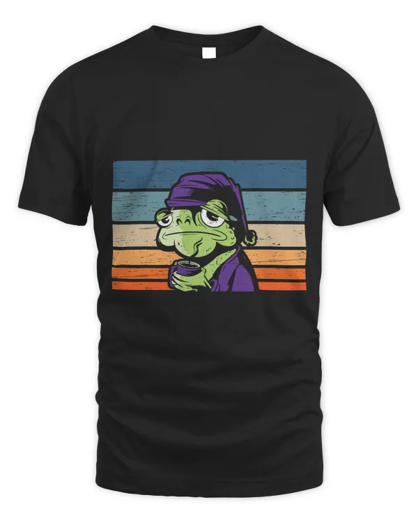 Retro Frog With Coffee for an Amphibians Animal Lover