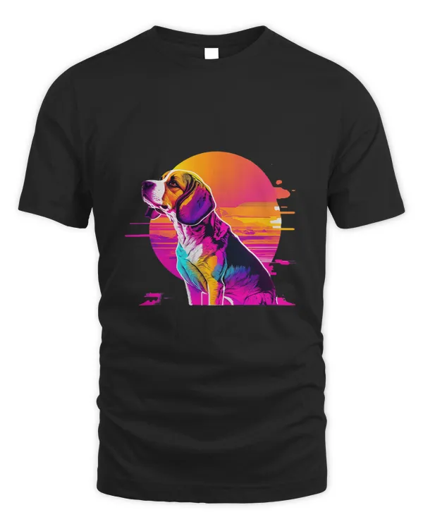 Beagle Synthwave 80s Retrowave Aesthetic