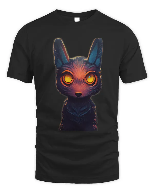 Rainbow FoxAnimal Cartoon Detailed Style Yellow Eyes
