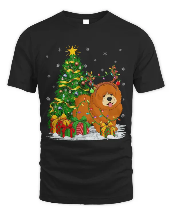 Xmas Lighting Matching Reindeer Chow Chow Dog Christmas