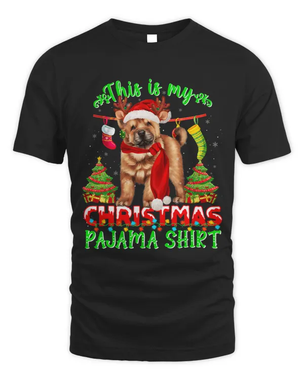 Xmas Tree Chow Chow Horn Sock Christmas Pajama Tee Dog Lover