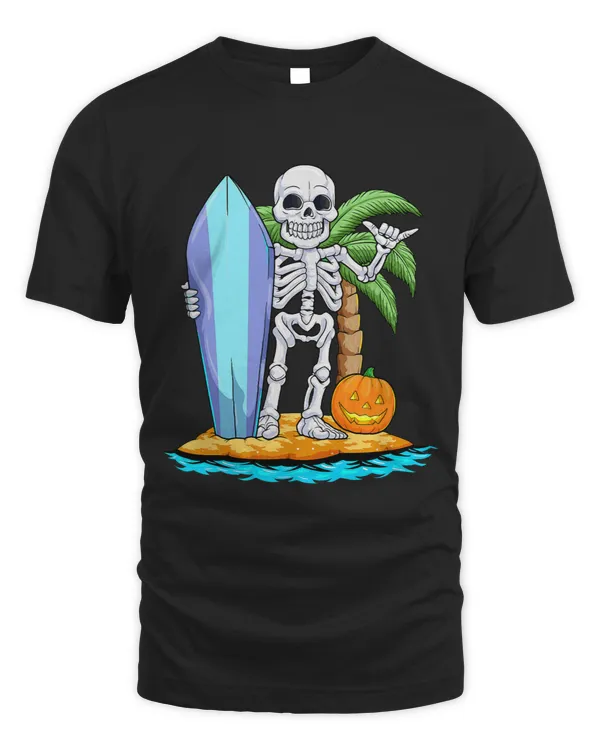 Skeleton Surfing Halloween Jack O Lantern Pumpkin Surfer