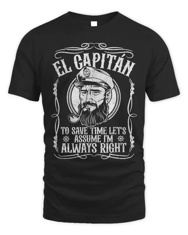 Mens Funny El Capitan Is Always Right Pontoon Boat Captain Gift 3