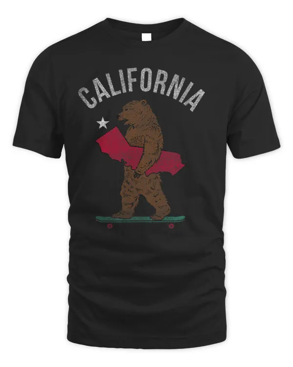 Skateboarding Cali Bear Holding State Graphic