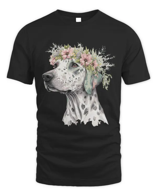 Cute Dalmatian Flower Crown Pet Dog Breed Floral Puppy