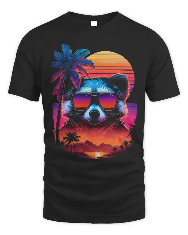 Raccoons With Sunglasses Retro Vintage 80 Style