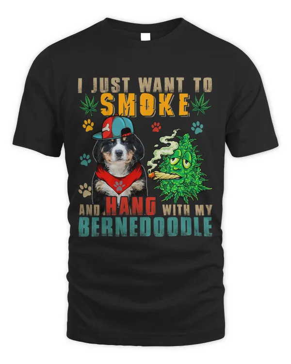 Vintage Smoke And Hang With My Bernedoodle Funny Smoker Weed