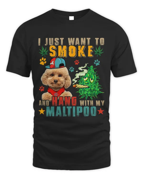 Vintage Smoke And Hang With My Maltipoo Funny Smoker Weed