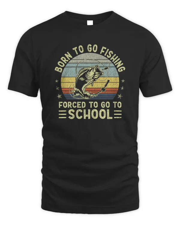 Funny Born To Go Fishing Bass Fish Fisherman Boys Kids