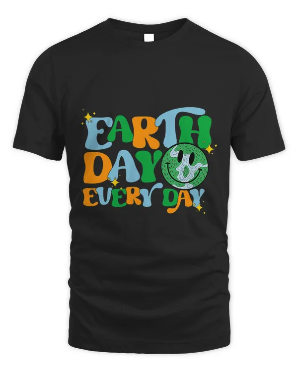Earth Day Every Day Groovy Face Retro Planet Anniversary