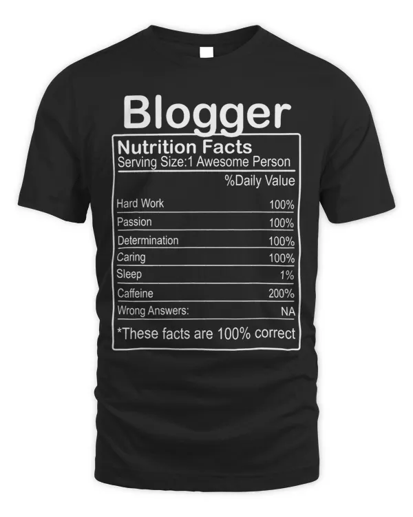Blogger Nutrition Facts Funny Sarcastic