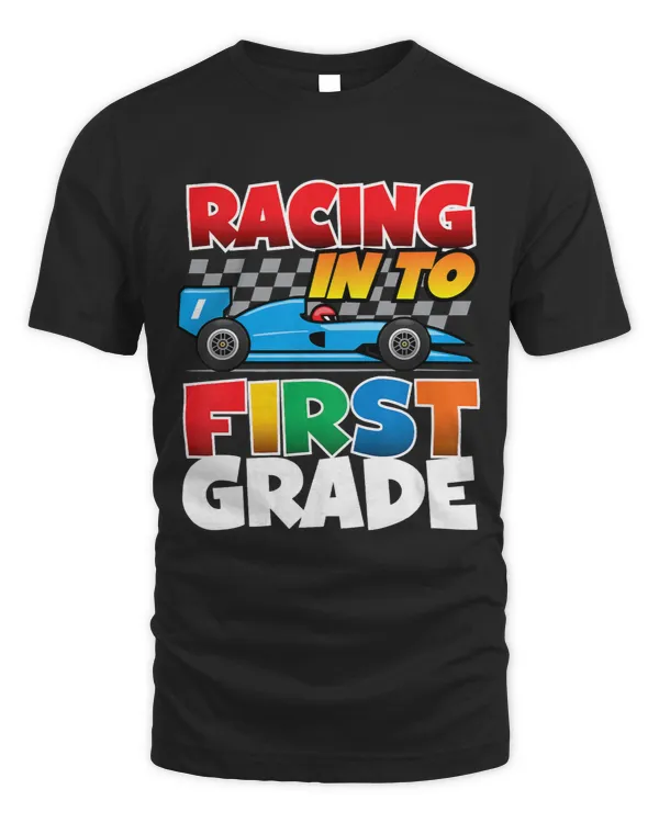 Kids Racing into First Grade School Race Car Driver racecar boys