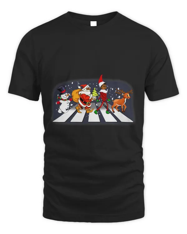 Funny Christmas Crew Walking Afro Boy Snowman Santa Reindeer