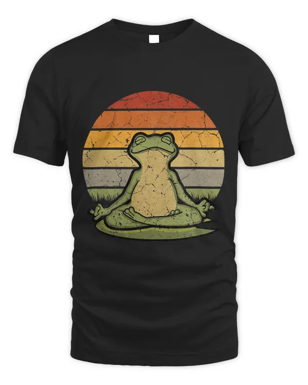Frogs Vintage Funny Yoga Frog Lover Spiritual Lotus Meditation