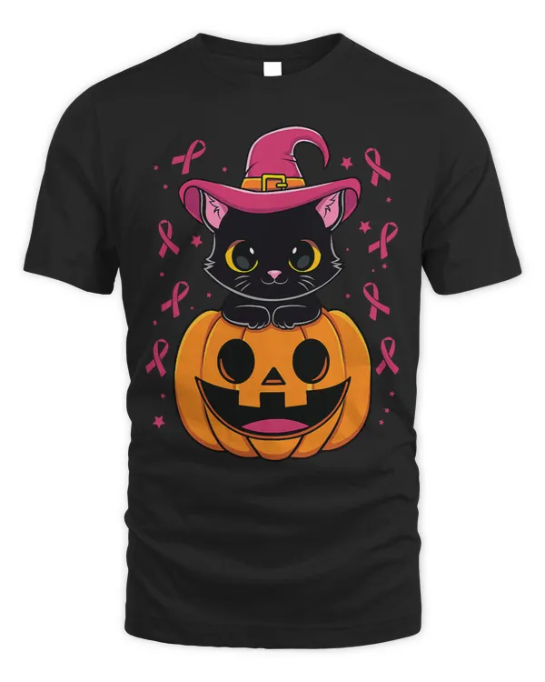 BC Womens Cat Witch Pink Ribbon Breast Cancer Awareness Halloween 21 Cancer