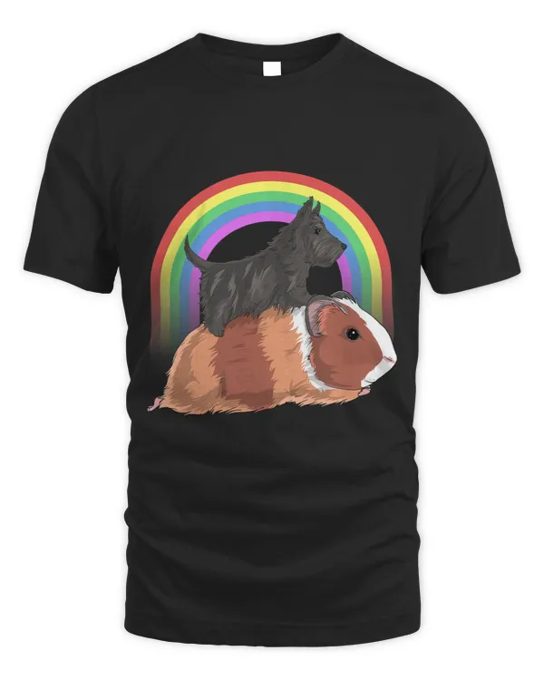 GP Guinea Pig Scottish Terrier Dog Riding Guinea Pig Rainbow Cute Magical