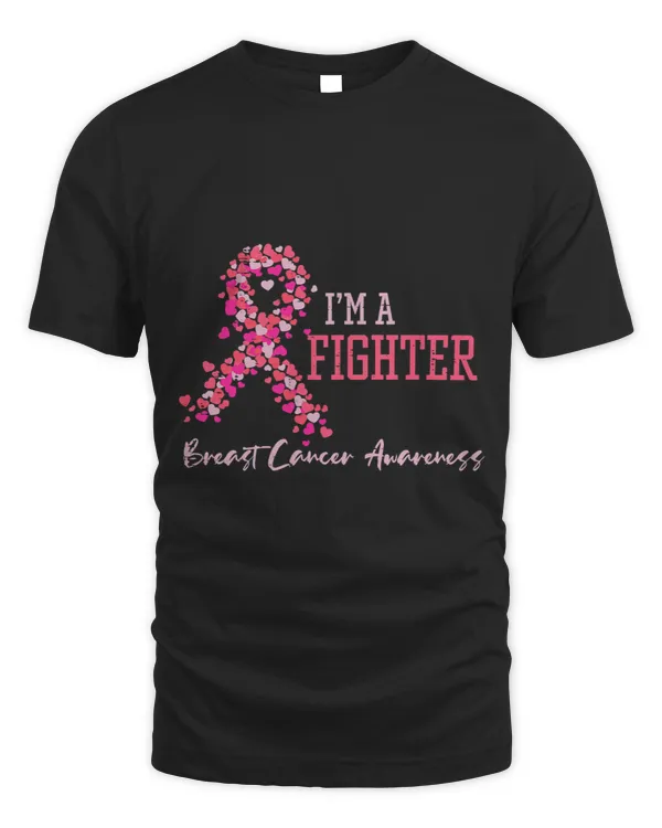 BC Womens Fighter Pink Ribbon Hearts Breast Cancer Awareness Women Cancer