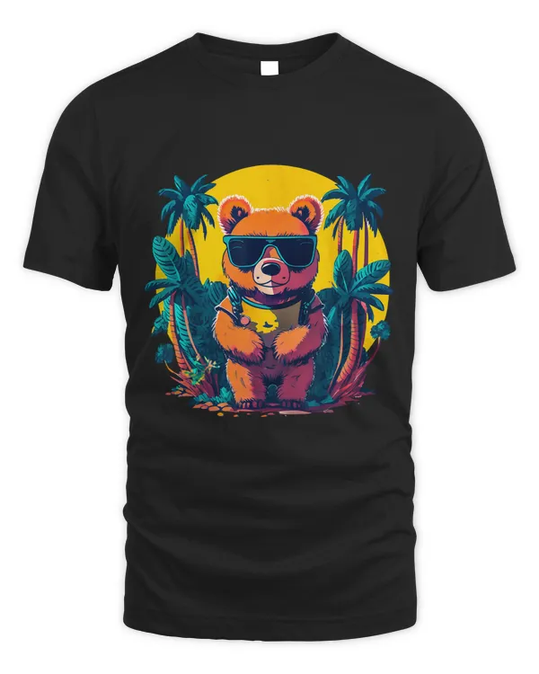 Bears Vintage Retro Bear on Holidays Comic Style