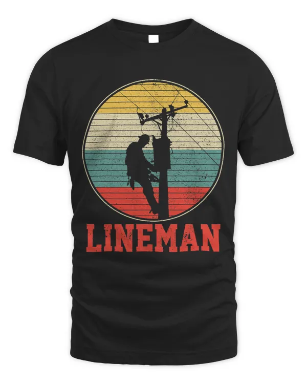 Mens Lineman Vintage Retro Electrician Electric Cable Man Gift