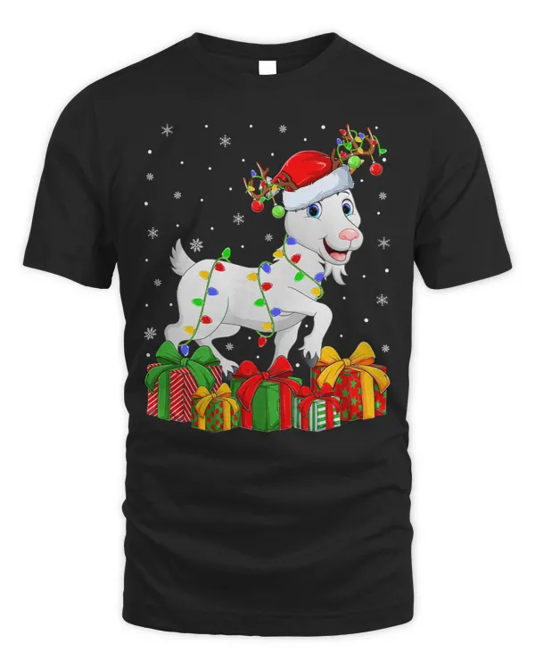 Funny Goat Lover Lighting Xmas Matching Santa Hat Christmas 97