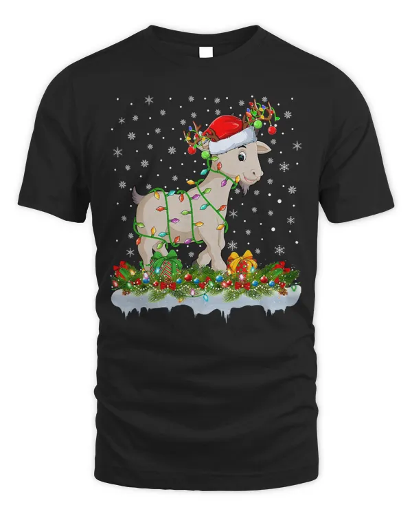 Funny Goat Lover Matching Santa Lighting Christmas 98
