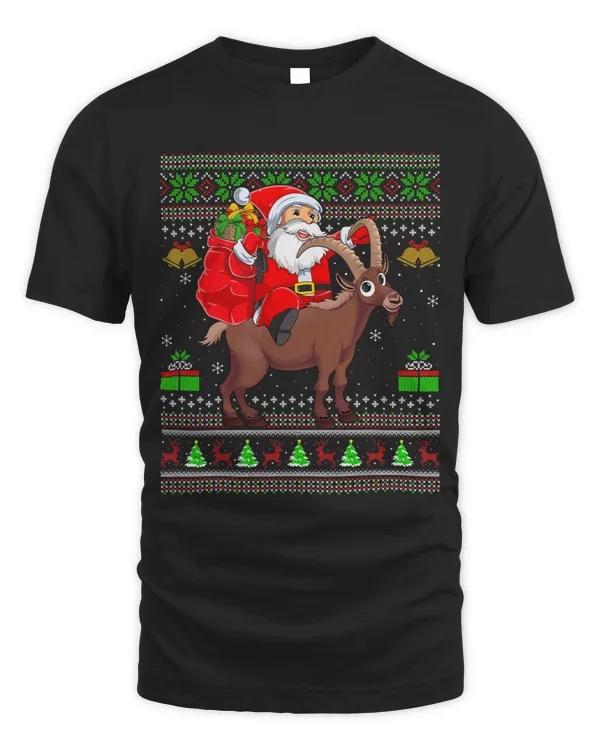 Funny Goat Ugly Xmas Funny Santa Claus Riding MountainGoat Christmas