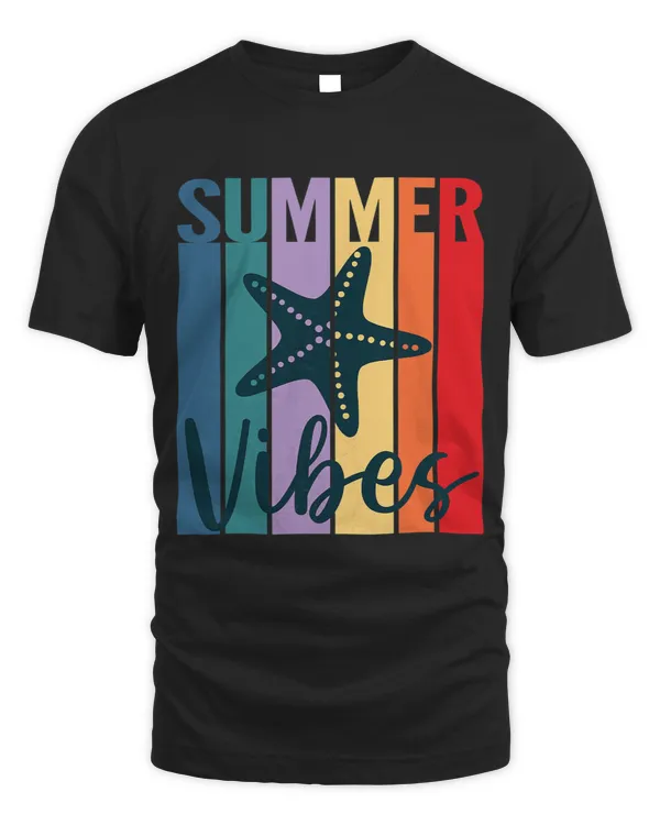 Starfish Lover Womens SUMMER VIBES Retro Vintage Sunset Starfish Beach Lover