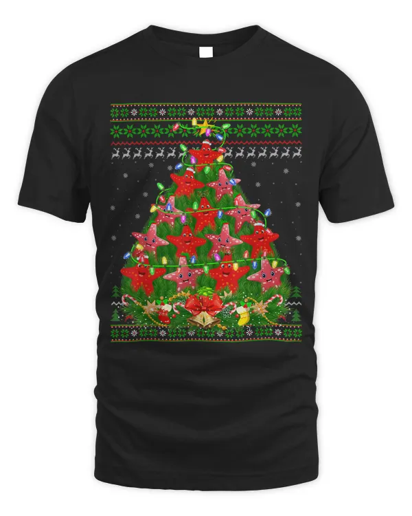 Starfish Lover Xmas Lights Ugly Starfish Christmas Tree