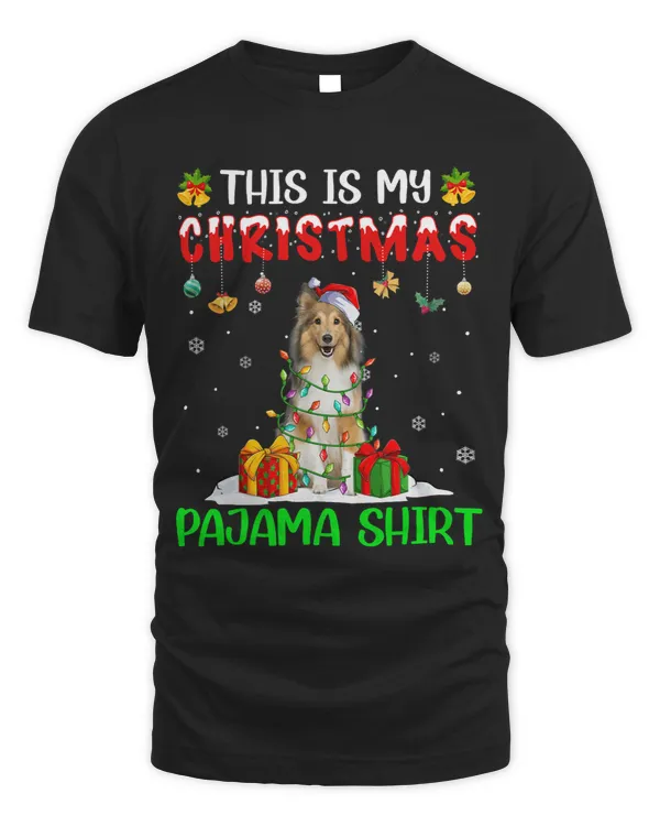 Dog Shetland This Is My Christmas Pajama Shirt Shetland Sheepdog Santa