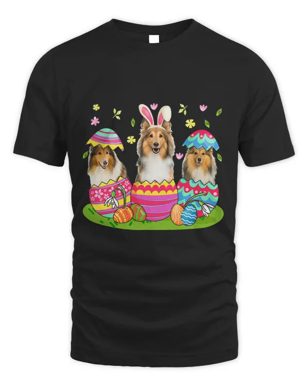 Dog Shetland Three Bunny Shetland Sheepdog Inside Easter Egg Happy Easter8